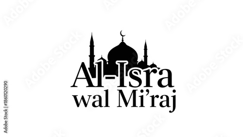 Al Isra wal Miraj Islamic event silhouette mosque design.