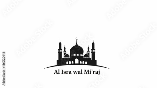 Islamic Mosque Silhouette Depicting Al Isra Wal Miraj Celebration.