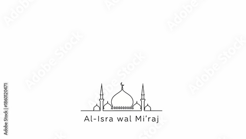 Al-Isra wal Miraj Mosque Illustration - A Symbol of Islamic Faith.