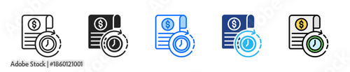 Overdue Invoice Icon Set Multiple Style Collection