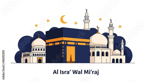 Islamic Holy Site Depiction - Al Isra Wal Miraj Celebration.