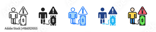 Debt Risk Icon Set Multiple Style Collection
