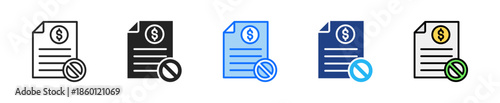Nonpayment Icon Set Multiple Style Collection