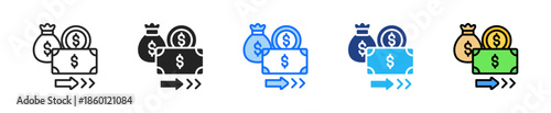Cash Flow Problem Icon Set Multiple Style Collection