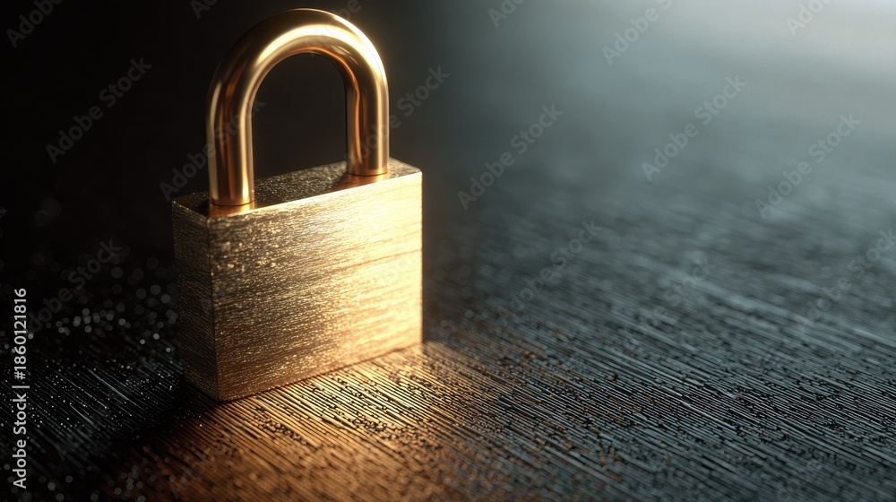 Fototapeta premium digital security illustration showing a padlock symbol focused on safeguarding information and network integrity 