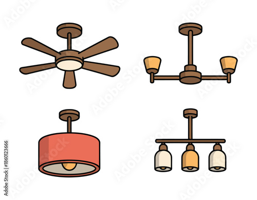 Collection of different types of ceiling lights
