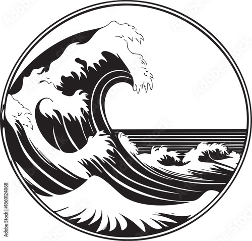 Grande vague logo  - Silhouette Vecteur