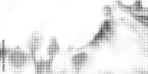 Monochromatic Halftone Pattern with Abstract Gradient Transition from Dense Black Dots to Sparse Arrangement on White Background for Modern Designs