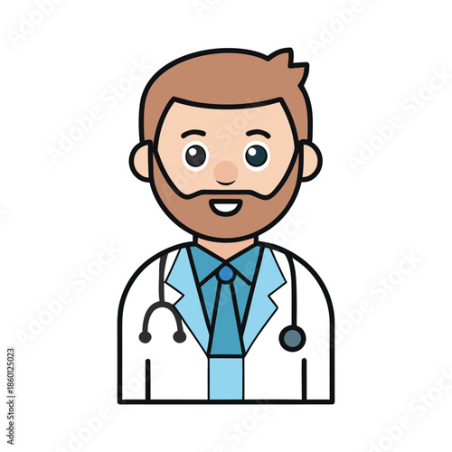 Professional Male Doctor Cartoon Vector Illustration