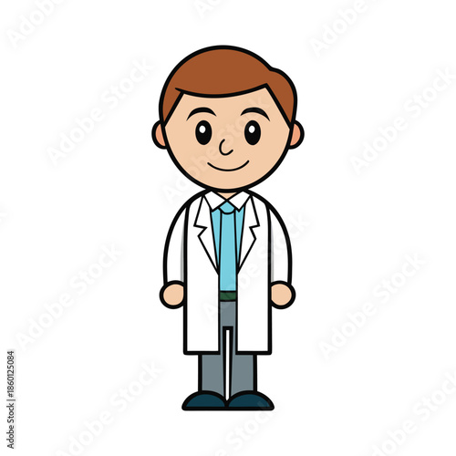 Professional Male Doctor Cartoon Vector Illustration