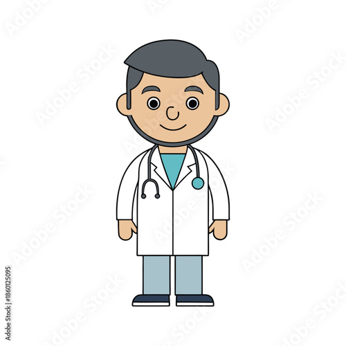 Professional Male Doctor Cartoon Vector Illustration