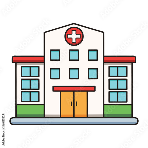Modern Healthcare Hospital Building Vector Illustration