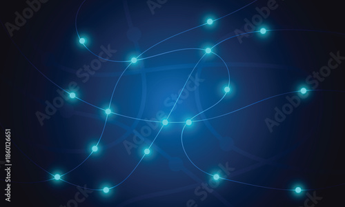 Abstract AI Network Background with Glowing Nodes and Digital Connections