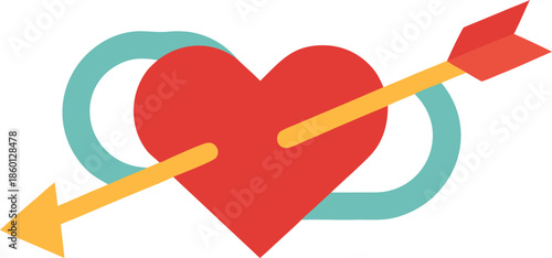 Heart pierced by arrow isolated on transparent background, Vector, illustration