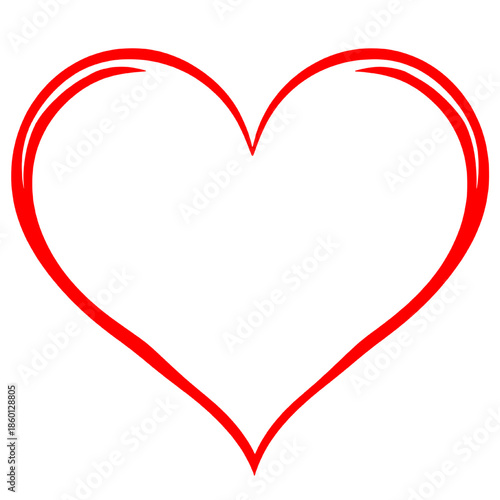 Simple red hand-drawn heart outline in a sketch style. Minimal love symbol isolated on white, suitable for romantic design, Valentine’s Day, wedding graphics, and modern decorative concepts.