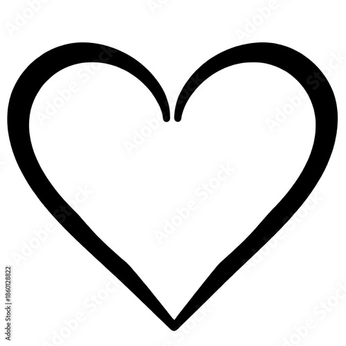 Minimal black heart outline in a clean hand-drawn style. Simple love symbol isolated on white, suitable for romantic design, Valentine’s Day, wedding graphics, branding, and modern decorative use.