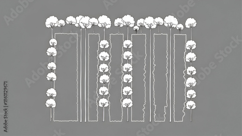Minimal Tree Line Vector – CAD Symbols for Forest, Garden, and Site Plans