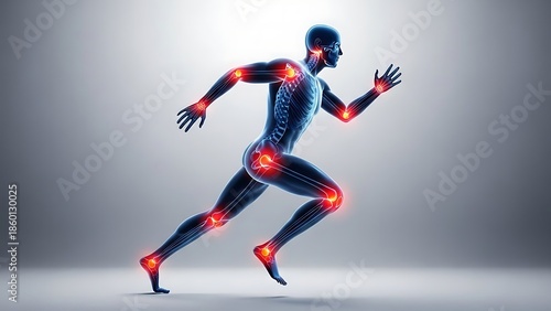 Human running with highlighted joints
