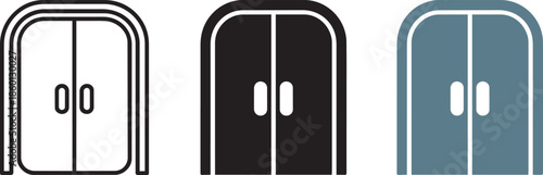 Hospital double door entrance icons showing medical facility access surgery room emergency ward