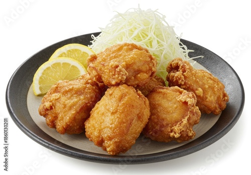 a plate of karaage japanese fried chicken golden