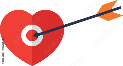 Arrow hits the heart isolated on transparent background, Vector, illustration