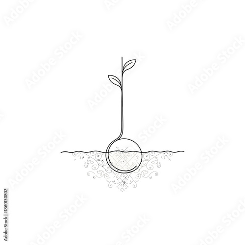 Minimalist illustration of a growing plant representing growth and life.