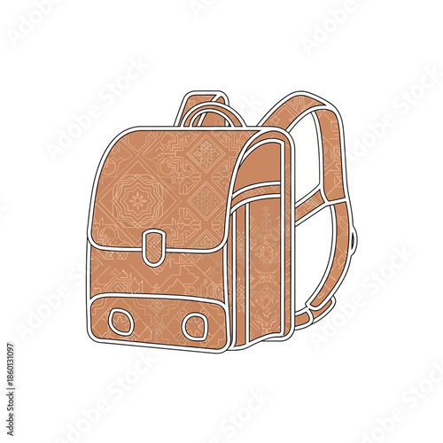 Brown Leather Japanese Randoseru Backpack for School Children.