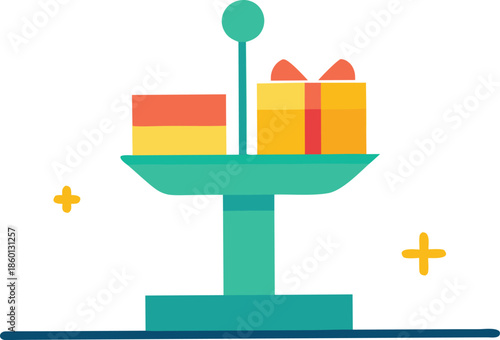 Colorful gift display on stand isolated on transparent background, Vector, illustration