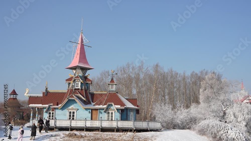 Volga Manor, a Russian village, winter festival for tourists visiting Qarbin, China,