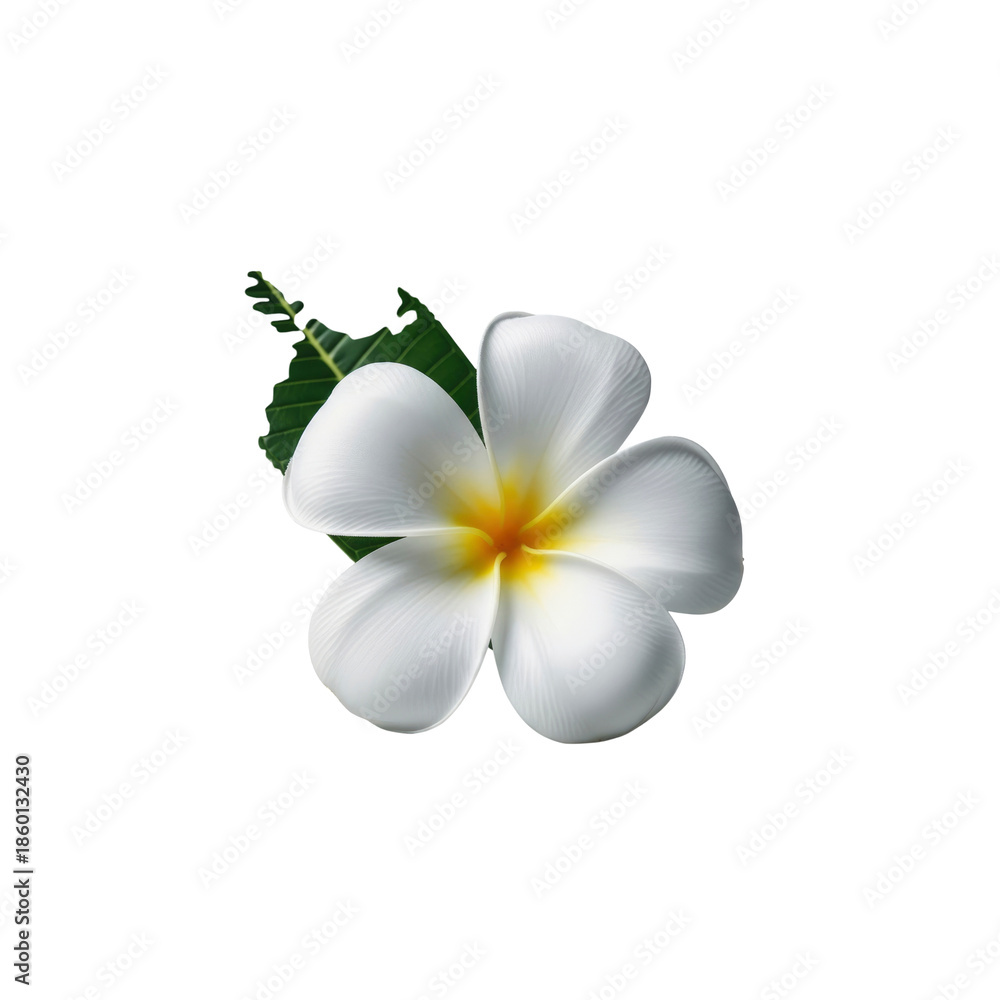 Naklejka premium Frangipani blossom with leaf on Transparent Background