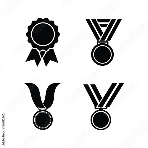 Collection of medals and ribbons isolated on white background, Vector, illustration