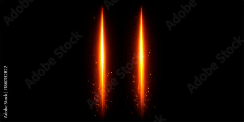 Bright, warm, and orange burning candle flames glow in the dark black night, radiating energy and heat