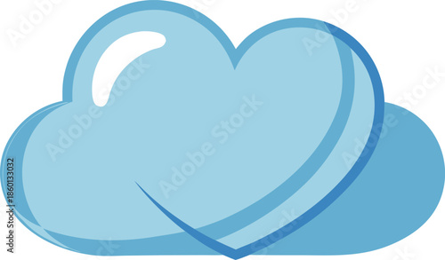 Blue heart-shaped cloud isolated on transparent background, Vector, illustration