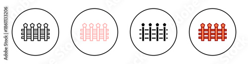 Fence Icon Set – Barrier, Boundary, Security, Garden and Property Protection Icons
