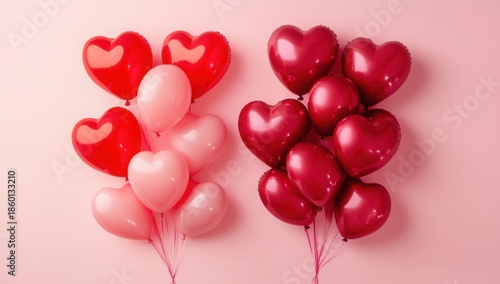 Celebratory heart-shaped balloons