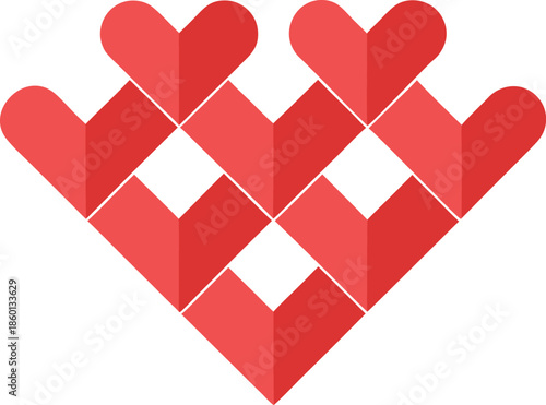 Interlocking hearts pattern isolated on transparent background, Vector, illustration