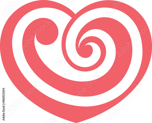 Swirling heart design isolated on transparent background, Vector, illustration