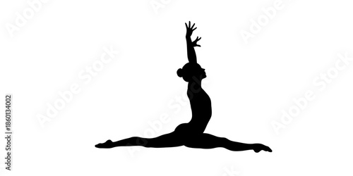 Dancer in dynamic pose with arms raised in elegant silhouette