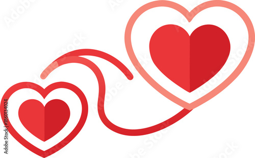 Intertwined hearts isolated on transparent background, Vector, illustration