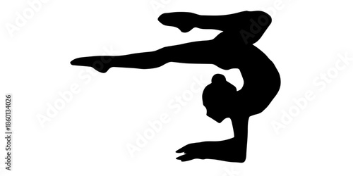 Dynamic gymnast in motion with elegant silhouette