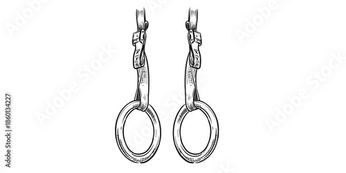 Vintage style gymnastics rings on straps