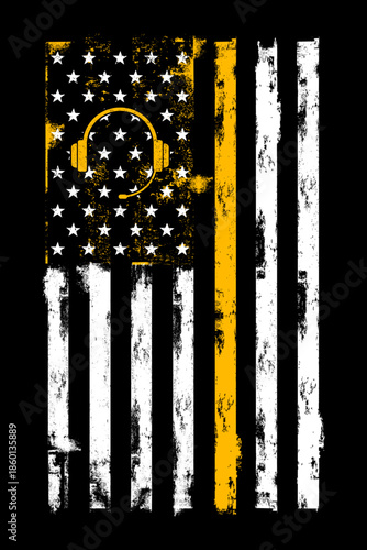 Flag Dispatcher Vertical, Herom Thin Gold Line American Flag