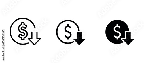 Cost Reduce Icon Vector: Financial Efficiency and Price Reduction Sign Symbol for Websites and Business Design