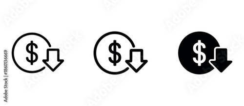 Cost Reduce Icon Vector – Expense Reduction Sign for Website and Web Apps