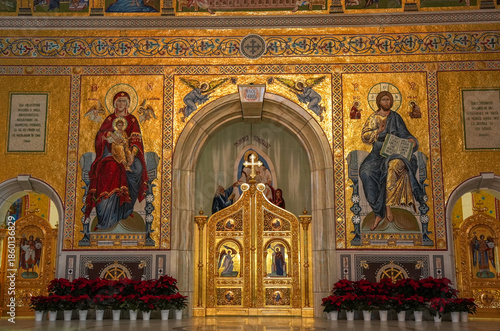 Fototapeta The National Cathedral (Cathedral of the Salvation of the Nation) seen on a wint