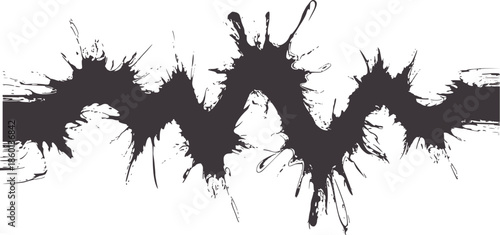 Black and abstract ink splatter explosion with jagged edges