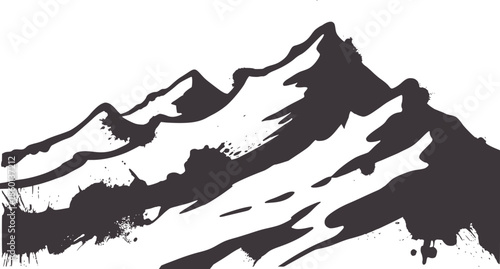 Monochromatic ink blot style mountain peaks