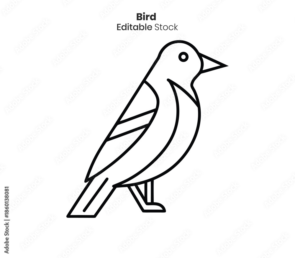 Fototapeta premium Simple line art illustration of a small bird with a minimalist design perfect for various applications