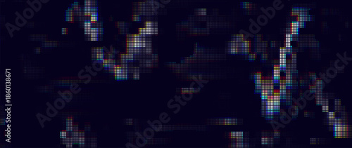 Glitch Pixels Screen. Abstract Cyberpunk Purple Glitched Background. Abstract Noise Effect, Error Video Damage, Stylized Data Corrupted Lines. Vector illustration. 