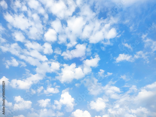 Natural Blue Sky with White Cumulus Clouds